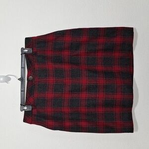 Eddie Bauer "NEW" Academia Burgundy Black Preppy Wool Blend Plaid Skirt Size 20T